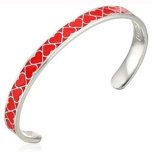 Alex and Ani Silver Red Hearts Cuff Bracelet, New